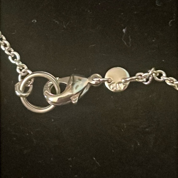 Genuine Marcasite fine silver plated Necklace w/ simulated Emerald 18” - Picture 4 of 5